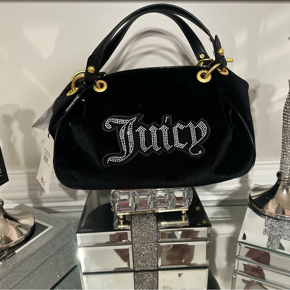 Juicy Couture Black Shoulder Bag with Gold Accents
